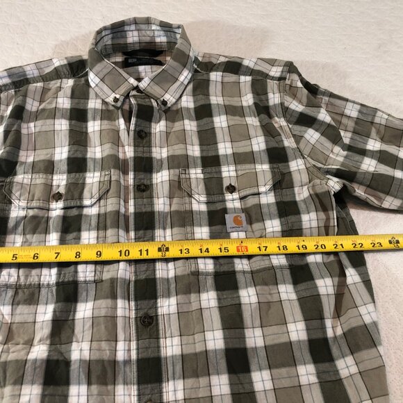 Carhartt Loose Fit Chambray Long Sleeve Shirt Mens Size Large green Plaid - Picture 5 of 7